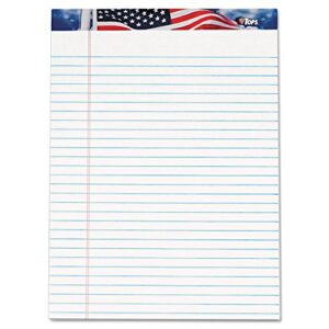 TOPS American Pride Writing Tablet, 8-1/2 x 11-3/4 Inches, Perforated, White, Legal/Wide Rule, 50 Sheets per Pad, 12 Pads per Pack (75111)