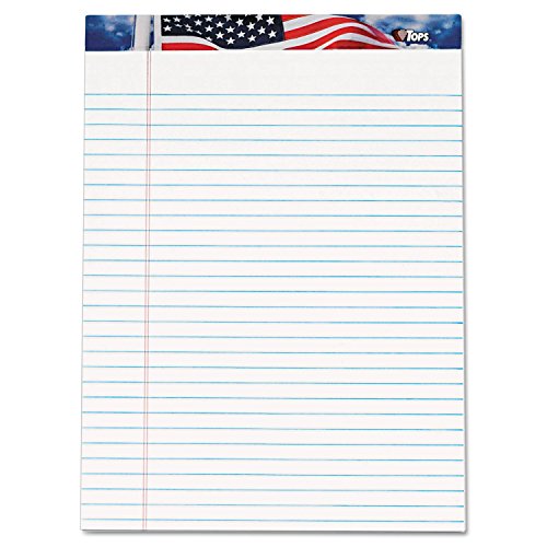 TOPS American Pride Writing Tablet, 8-1/2 x 11-3/4 Inches, Perforated, White, Legal/Wide Rule, 50 Sheets per Pad, 12 Pads per Pack (75111)