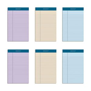 Tops Docket Writing Tablet, 5 x 8 Inches, Perforated, Assorted Colors: Orchid, Ivory, Blue, Narrow Rule, 50 Sheets per Pad, 6 Pads per Pack (99601)