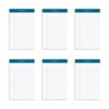 TOPS Docket Writing Tablet, 5 x 8 Inches, Perforated, White, Narrow Rule, 50 Sheets per Pad, 6 Pads per Pack (63366)