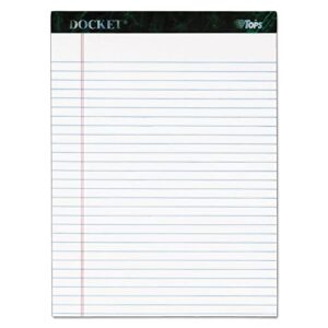 TOPS Docket Writing Tablet, 8-1/2 x 11-3/4 Inches, Perforated, White, Legal/Wide Rule, 50 Sheets per Pad, 6 Pads per Pack (63416)