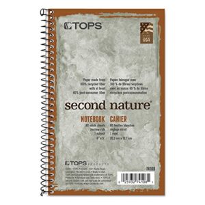 TOPS Second Nature Notebook, Recycled, 5 x 8 Inches, Narrow Rule, 80 Sheets per Book, Green Cover (74108)