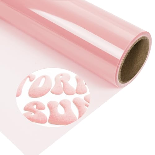 TORC 3D Puff HTV Heat Transfer Vinyl Roll, 12" x 5ft - Light Pink Iron on Vinyl for T-Shirts, Hoodies & DIY Crafts, Compatible with Cricut & Silhouette Cameo, Cold Peel, Easy to Cut & Weed