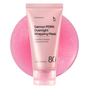 TOSOWOONG Salmon DNA PDRN Overnight Wrapping Mask, High Purity PDRN Peel Off Facial Mask for Glass Skin, Caffeine, Collagen and Peptide Anti-Aging, Firming, Korean Skincare, 75 ml / 2.53 fl. oz.