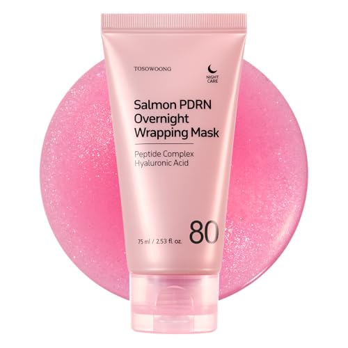 TOSOWOONG Salmon DNA PDRN Overnight Wrapping Mask, High Purity PDRN Peel Off Facial Mask for Glass Skin, Caffeine, Collagen and Peptide Anti-Aging, Firming, Korean Skincare, 75 ml / 2.53 fl. oz.