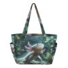 Tote Bag for Women, Cute Axolotl Green Underwater Tote Bag with Zipper