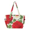 Tote Bag for Women, Red White Roses Green Leaves Tote Bag with Zipper