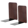 Totority 2pcs Wooden Book Ends for Desktop, Vertical Upright Walnut Wood File Organizer Thickened Panels and Multiple Compartments, Efficient Modular Expansion for Home Study Room