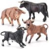 Totsmile 4PCS 6" Spanish Bull Farm Animal Toys Figure, Cow Toy for Kids