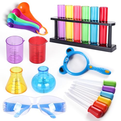 TOUHKAN Test Tubes Dropper Beaker Set, Science Kits for Kids, Droppers Chemistry Set STEM Toys for Toddlers, Preschool Science Center Materials, Science Experiments for Kids 4-6 Homeschool Supplies