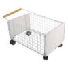 TOVINANNA Mobile Book Cart with Wheels for Library and Classroom Use, Metal and Wood Construction, Featuring Swivel Wheels and High Sided Basket for Enhanced Maneuverability and Versatile