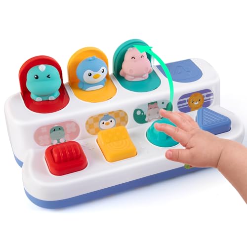 Tovol Zerky Montessori Cause and Effect Toy 12-18 Months, Baby Push Button Pop Up Animal Toy, Interactive Sensory Toys for Toddlers 1 2 3, Developmental Educational Toy for Boys Girls