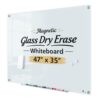 TOWON Large Magnetic Glass Dry Erase Whiteboard 47" x 35" - Frameless White Glass Board, Wall-Mounted & Stain-Resistant Surface for Office, Home & Classroom - Includes 4 Markers, Eraser, Magnets