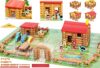 TOWO Wooden Log Building Set, 207-Piece Farm House Construction Toy