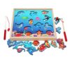 TOWO Wooden Magnetic Fishing Game, Number Puzzle Toy for Kids