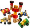 TOWO Wooden Transforming Robot Vehicle Toy, Blue Building Set