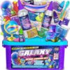 Toy Galaxy Slime Kit for Boys Girls 10-12, FunKidz Ultimate Metallic Slime Making Kit for Kids Ages 8-12 DIY Glow Galactic Globe Shape Fun Slime Gifts