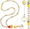 Toykee Teacher Lanyard for ID Badges Women - Apple Wooden Beaded Badge Holder Necklace with Breakaway Clasp, Waterproof ID Card Holder & Swivel Clip, Cute Teacher Nurse Office Work Lanyard