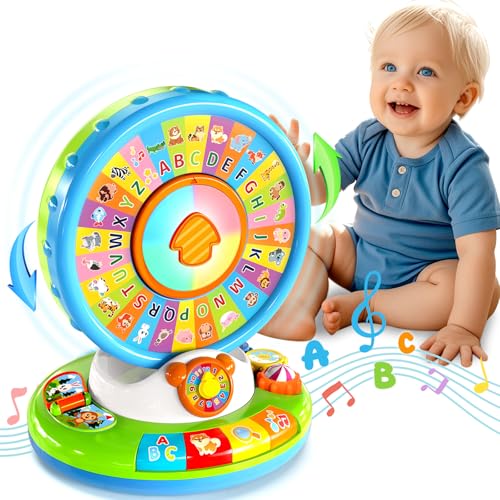 Toys for 1 2 3 Year Old Boys Girls, Spin & Sing ABC Alphabet Learning Zoo with Lights & Sounds, Musical Educational Toy for Toddler 1-3, Christmas 1st Birthday Gifts for Baby Kids Age 12-18 Months+
