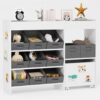 Toy Storage Organizer with 6 Shelves, 11 Fabric Bins, White Cabinet
