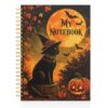 TQLIUOL My Notebook Cute Spiral Hardcover Journal Colorful College Ruled Lined Notebook, Gothic Style Witch Hat Black Cat Maple Pumpkin Notepad, Halloween Journal Gifts for Family Friends Cat Lover