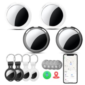 Tracker Tags-4 Pack [Apple MFi Certified] Smart Air Bluetooth Tracker Compatible with Find My APP (iOS Only) 2 Year Replaceable Battery Waterproof Item Finders for Luggages Wallets Backpacks Keys Pets