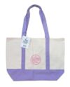 Trader Joe Large Reusable Canvas Tote Bag – Heavy Duty Cotton Tote with Embroidered Logo and Front Pockets, 6 Gallon Capacity - Lavender