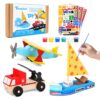 TrailFun Wooden Build and Paint Kit, Car Boat and Plane, 3-Pack