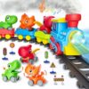 Train Set for Toddlers with Steam, Music, Lights and 3 Dinosaur Cars