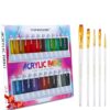 TRANSON Acrylic Paint Set 24-color with 5 Paint Brushes Non-toxic for Canvas Craft Rock Art Painting