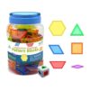 Transparent Pattern Blocks Set, with 6 Geometric Math Shapes & Activity Cards, 10.6x10.6x16.6cm, Math Manipulatives, Tangram Puzzles, Translucent Learning Toy, for Home Preschool Kindergarten