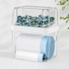 Trash Bag and Laundry pods Dispenser, 3-in-1 Clear Under Sink Organizer, Dishwasher Pod Storage Container, Stackable Kitchen Cabinet Storage Box Fits 13/30/33 Gallon Garbage Bags