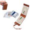 Travel Cribbage Board Game Set, with 6 Pags and 1 Playing Cards,Leather-Wood 3-Track Cribbage Board with Cards & Pegs for Family Fun and Entertaining