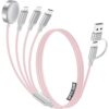 Travel Essentials,Multi Charging Cable for Apple Watch Charger/iPhone/Samsung Charger,Type C/Lightning/iWatch/Micro Charging Cable for iWatch Ultra/10-2/iPhone/Galaxy/Airpods[1.8M]-Pink