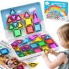 Travel Magnetic Tiles Set Kids: 40pcs Blocks Iron Box Carry,45s Storage