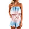 TRCELECTROP Strapless Romper Women Off Shoulder Floral Printed Elastic High Waisted Shorts Jumpsuit Boho Tube Top Overalls