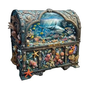 Treasure Chest Ocean Wooden Puzzles for Adults 100 Pieces, S-8.5 * 8.3in