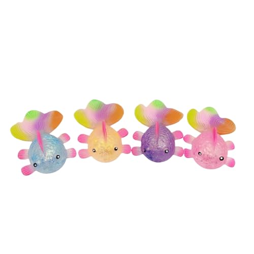 TREBIN Cute Sea Animal Stress Balls Sensory Fidget Toy, Fashion Squishy Set - Slow Rising Sugar Squeeze Toy for Anxiety Relief & Focus, Glitter Sea Animal Gifts ( 1Pack 4'' Random Goldfish)