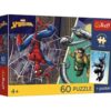Trefl - Spiderman, Superheroic Day - Puzzle 60 Pieces - Colorful Jigsaw Puzzle with Heroes Fairy Tales, Unique Poster, Creative Entertainment, Fun for Children from 4 years
