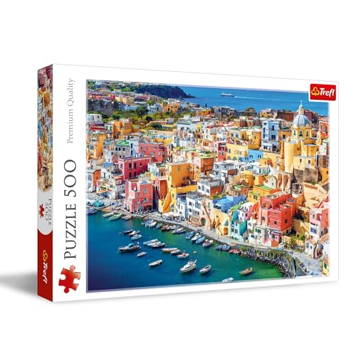 Trefl Procida, Campania, Italy 500 Piece Jigsaw Puzzle Red 19"x13" Print, DIY Puzzle, Creative Fun, Classic Jigsaw for Adults and Children from 10 Years Old