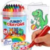 Triangle Crayons for Toddlers 1-3, 24 Colors with 16 Free Coloring Sheets