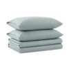 Tribeca Living Triple Brushed Soft Cotton Flannel Sheets Set, Twin Size 170-GSM Weight Extra Deep Pocket Sheet in Solid Sky Blue Color