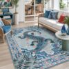Tribesigns Cute Animal Print 5x7 Area Rug, Blue Vintage Boho Crocodile Pattern, Soft Low Pile Non-Slip Washable Non-Shedding Rug for Bedroom, Living Room, Dorm, Kids Playroom & Nursery Indoor Decor