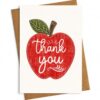 TRICAVIE Thank You Teacher Card Apple Teaching Appreciation Gratitude Card Meaningful Gift Sentimental Message for Teachers Education School Kindergarten Staff Tutor Principal