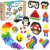 Tricofun 500PCS Rainbow Soft Silicone Building Blocks - STEM Educational Toys for Kids Age 6-12, Stress Relief Fidget Blocks for Boys & Girls, Creative Play for Preschool & Early Learners (Mix01)