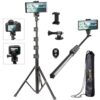 Triflix 172 Cm Trepied Smartphone - High-Grade Aluminum Smartphone Tripod - Compatible iPhone Tripod Doubles as Selfie Stick & Monopod - Includes 360° Holder, Wireless Remote Control & Bag