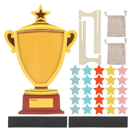Trophy-Shaped Magnetic Reward Jar with 25 PCS Stars, Star Jar Reward System for Kids, Potty Training System, Behavior Management Tool for Home Chore Chart, Positive Behavior Training