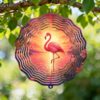 Tropical Bird Wind Spinner, Tropical Vibrant Sunset Water Summer Peach Metal Outdoor Color Changing Wind Sculptures Gifts for Garden Porch Lawn Patio Party Decor 12 Inch