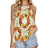 Tropical Fruit Fiesta Women’s Crew Neck Tank Top Lightweight Sleeveless Shirt for Workout Casual Daily Wear Large