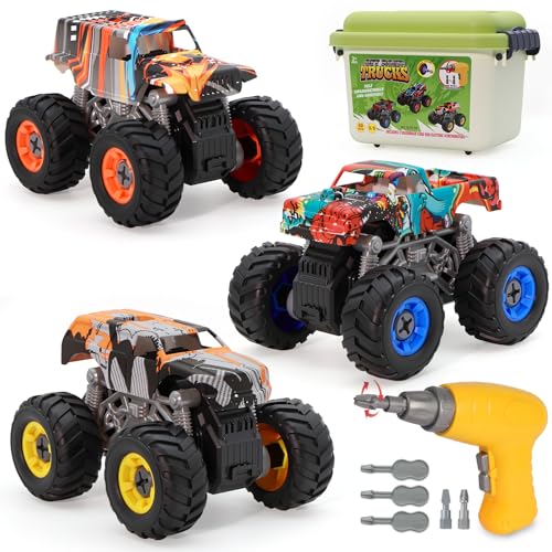 Trovogil Take Apart Monster Truck STEM Toys for 3-8 Year Old Boys Girls,Educational Building Toys with Electric Drill & Storage Box Gift Birthday Christmas for Boys Girls Kids Toddlers